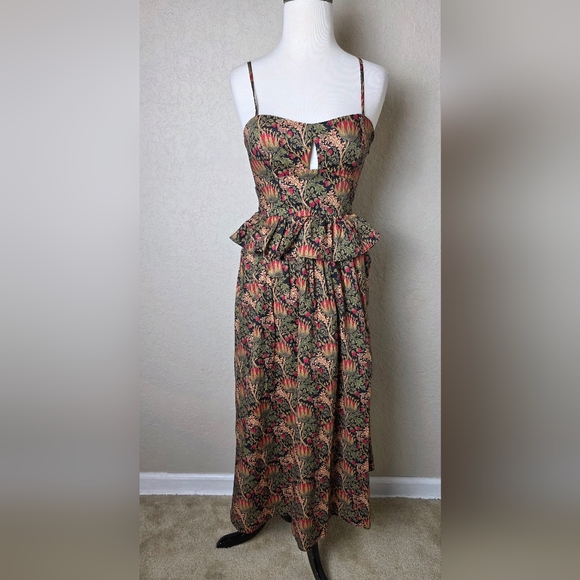 Hyacinth House Tuckernuck Black Multi Floral Maeve Midi Dress Size XXS - Picture 4 of 9